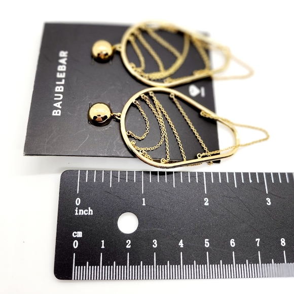 BaubleBar Gold Tone Half Hoop Chain Mail Earrings NWT - Picture 6 of 7